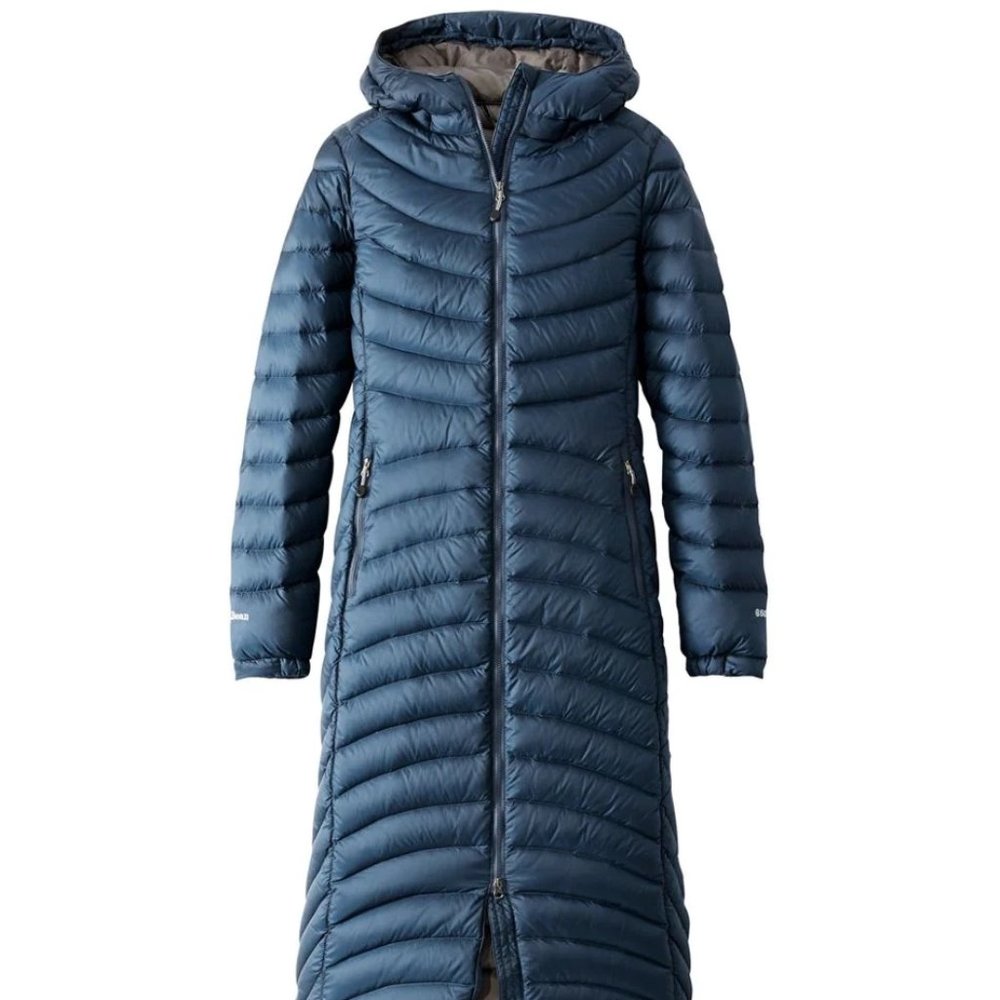 LL Bean UL 850 Down Coat, Long, XS, Mariner Blue